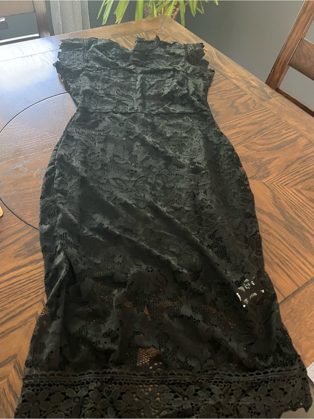 SHEIN Black Floral Lace Sheath Dress Sleeveless V-Neck Midi Lined Zip S # 666